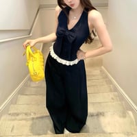 ネイビーリボンレースデニムセットアップ　1184