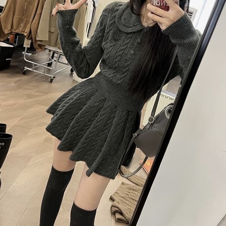 ニットフェミニンプリーツセットアップ　0746