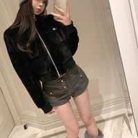 【ランキング💖1位】ブラックフレンチジップアウター　1273
