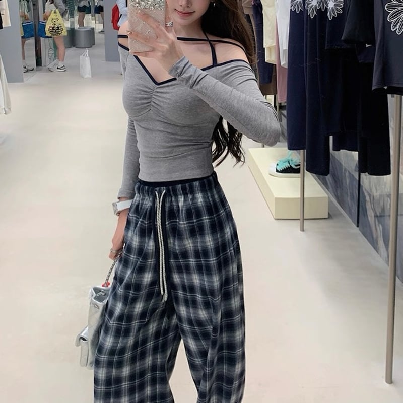 即納品💖XSサイズ】ストラップデザインオフショルグレートップス 1257