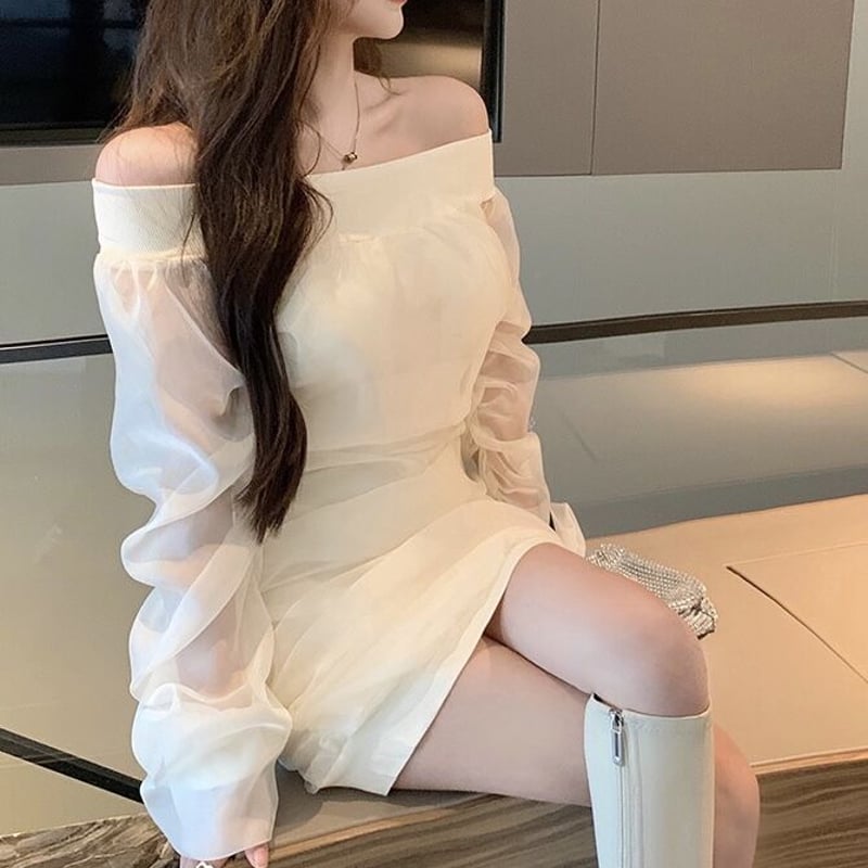 オフショルシースルーワンピ 0563 | Dolly