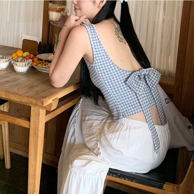 パステルブルーギンガムチェックトップス 0870 | Dolly