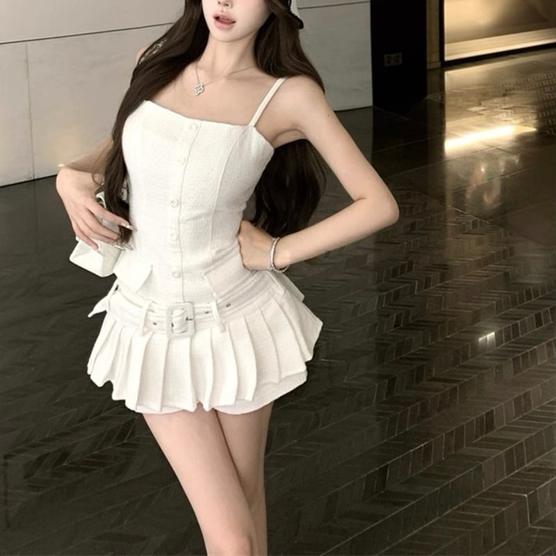 ホワイトツイードプリーツドレス 1224 | Dolly