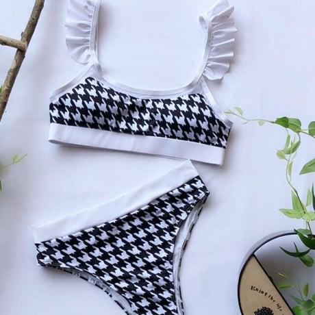 千鳥柄ハイウエストSWIM WEAR　0191