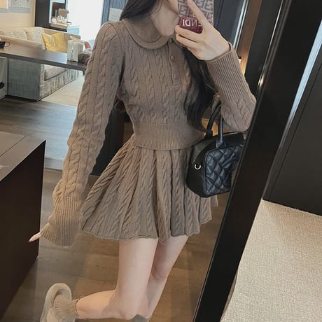 ニットフェミニンプリーツセットアップ　0746