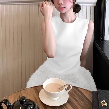 シンプルフレアノースリーブワンピ　1145