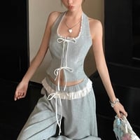 グレーリボンデザインスウェットセットアップ　1204
