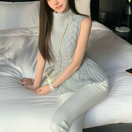 フェミニンニットノースリーブニット　1089