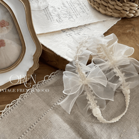 【即納】　　Shiny Organza Pleated Hairddress