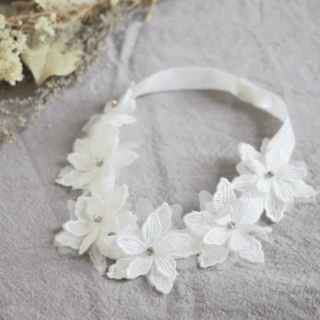 white flower hairband