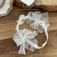 【即納】　　Shiny Organza Pleated Hairddress
