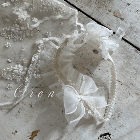 【即納】　　Shiny Organza Pleated Hairddress