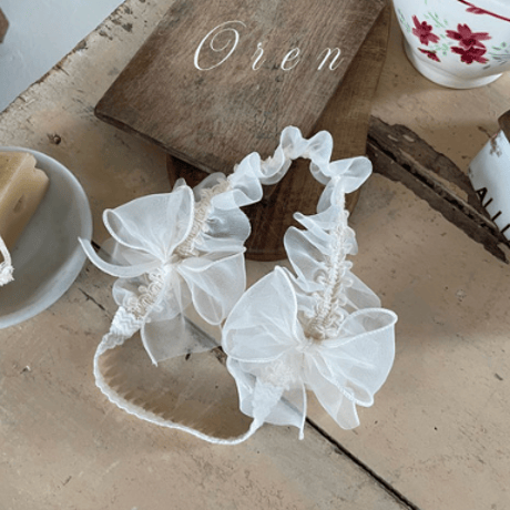 【即納】　　Shiny Organza Pleated Hairddress
