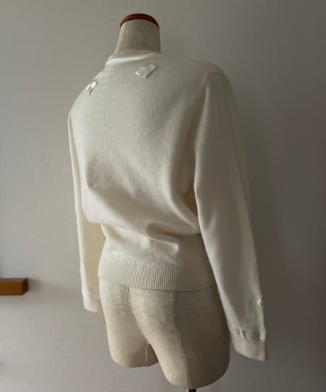 ribbon design collar less cardigan
