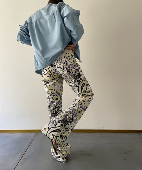 90's flower pattern print pants