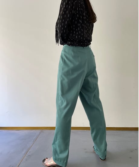 90's sea green double tuck pants
