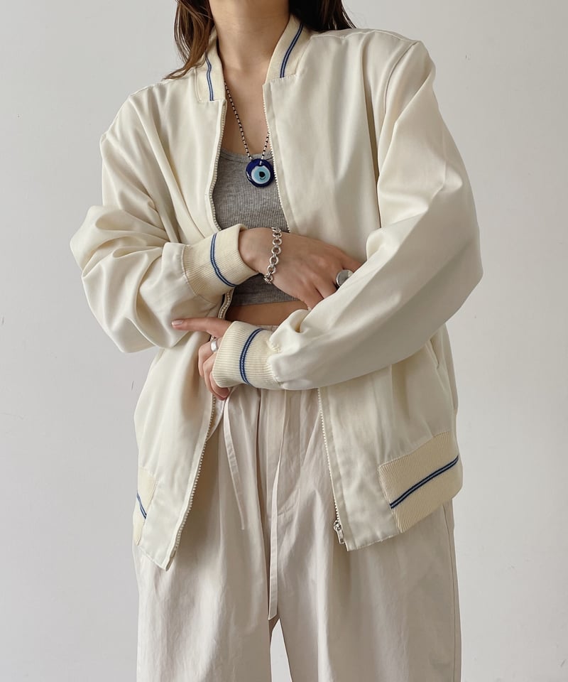80's milky white line design blouson | lanavague 80's milky white line design blouson | lanavague