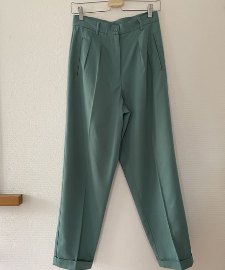 90's sea green double tuck pants