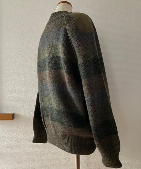 90's made in ITALY leather patch cardigan