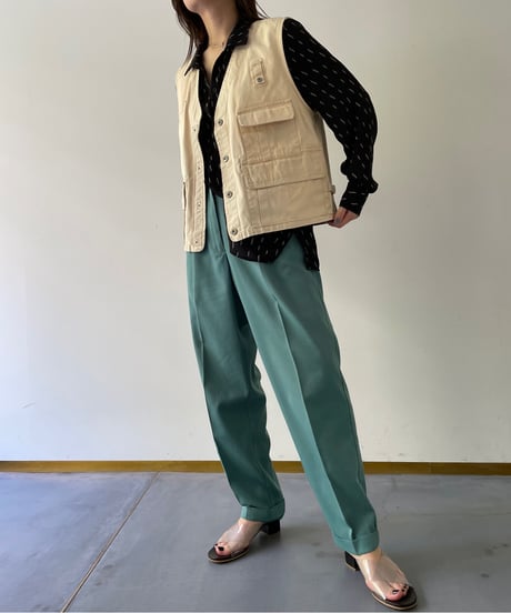 90's sea green double tuck pants