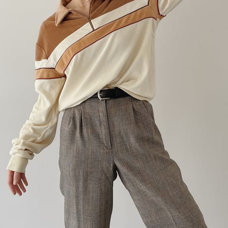 80's velours half zip pullover