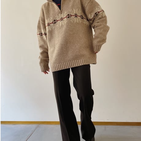 90's half zip nordic sweater