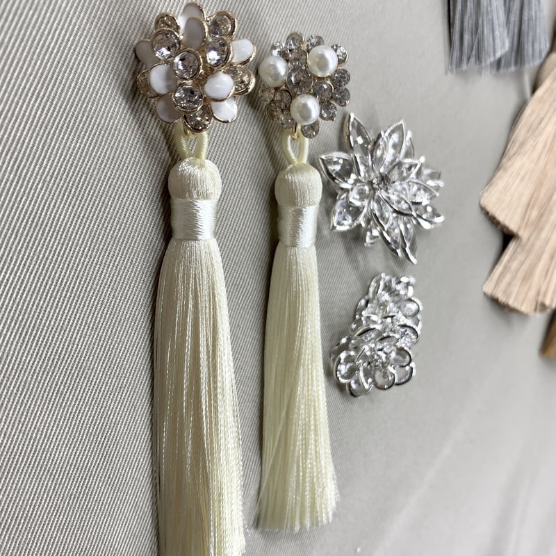 結婚式 選べるセンターパーツ 選べるロングタッセルカラー ピアス