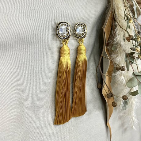 結婚式 ロングゴールドタッセルイヤリングorピアス