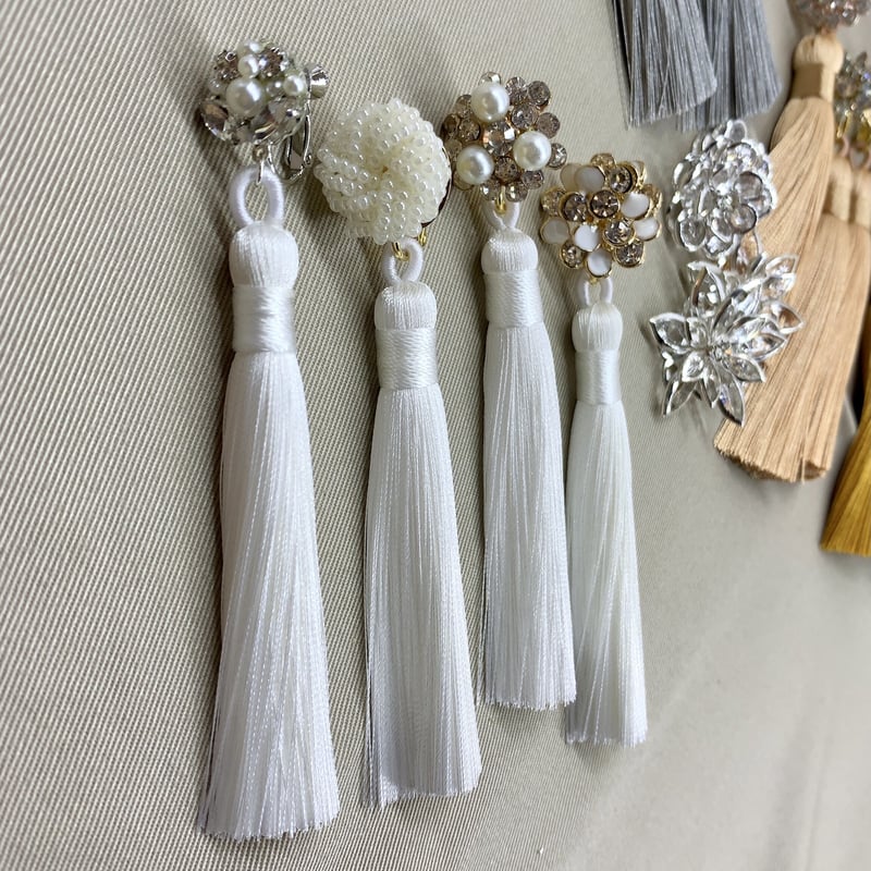 結婚式 選べるセンターパーツ 選べるロングタッセルカラー ピアス