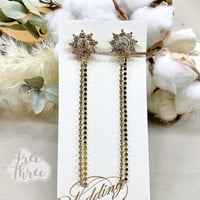 結婚式 ラインストーンクリスタルフラワーとダイヤレーンのピアスorイヤリング