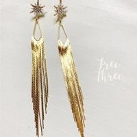 結婚式 スターチャームとゴールドタッセルの超ロングピアスorイヤリング