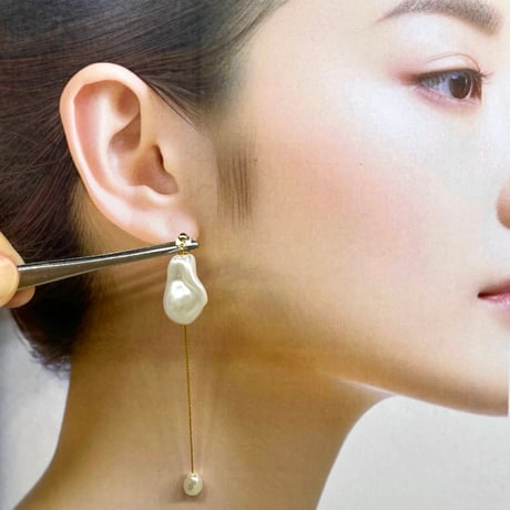 結婚式 2way大ぶり バロックパール パールピアス ウエディング　パール　イヤリング チェーン ブライダル 花嫁