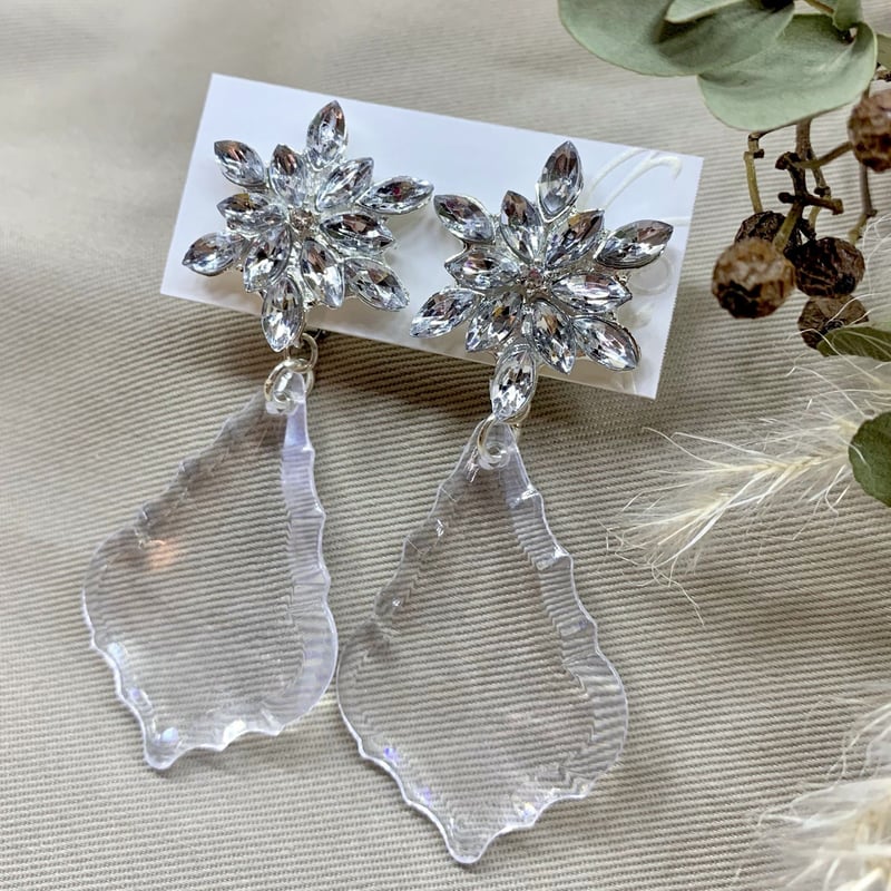結婚式 マーキスカット シャンデリア 大振りイヤリング orピアス
