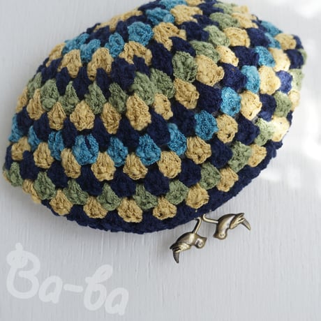 ☆ちょっと大きめ 手編み カラフル段染め がま口☆s3-2 編みがま口 | STORES