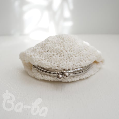 ばあば♩松編みのがま口（pin blanc・C1735)