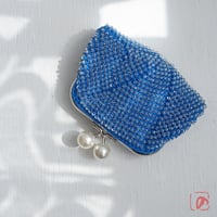 ばあば☆総ガラスビーズのスクエアがま口（Bleu de Lyon・2259）