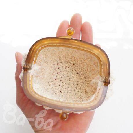 ばあば作、パプコーン編みのプラがま（écru boucle・C1679）
