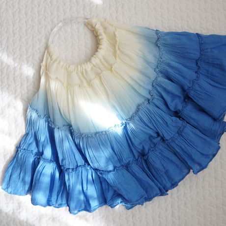 ばあば、青いフリルのリングバッグ（bleufrou・RHB1）
