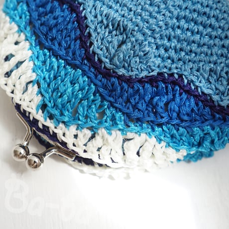 ばあば ⛱ 波なみ模様のがま口（vagues bleues・C1775）