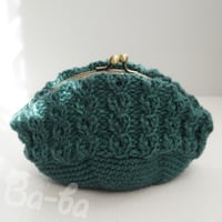 ばあば ♥ ノット編みの、さらに大きめがま口（knot-moss・C1743）