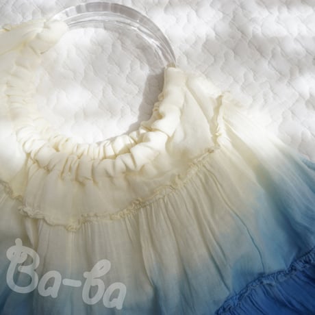 ばあば、青いフリルのリングバッグ（bleufrou・RHB1）