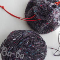 ばあば、手紡ぎ風ツイード毛糸のころりんknit巾着（spun・KPO6）