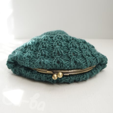 ばあば ♥ ノット編みの、さらに大きめがま口（knot-moss・C1743）