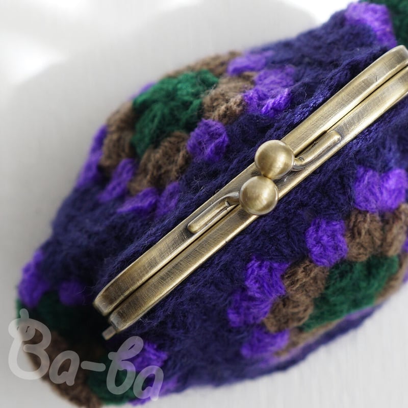 ばあば作、グラニースクエアのがま口（navy square・C1676