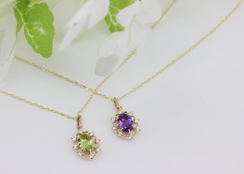 ete K10 YG デイジー ペリドット/アメジスト ネックレス K10YGアメジストネックレス | BON BON DO オンラインショップ