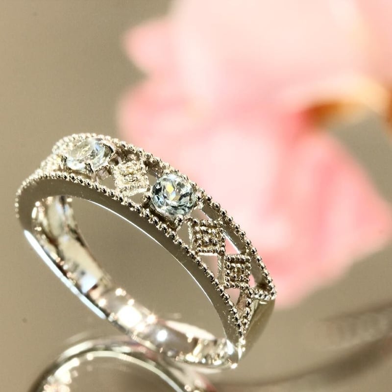 マル44、 k10WG 、アクアマリン、リング。