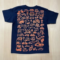 かかせて車TシャツKids（紺T×オレンジ）