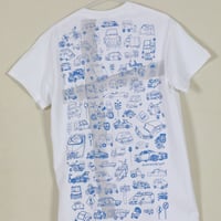 かかせて車Tシャツ（白T×青）