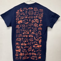 かかせて車Tシャツ（紺T×オレンジ）