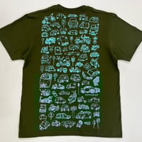 かかせて車Tシャツ（カーキT×空色）